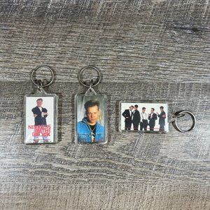 Vintage NKOTB New Kids on the Block Key Chains Lot of 3 Donnie Joey Jordan Danny
